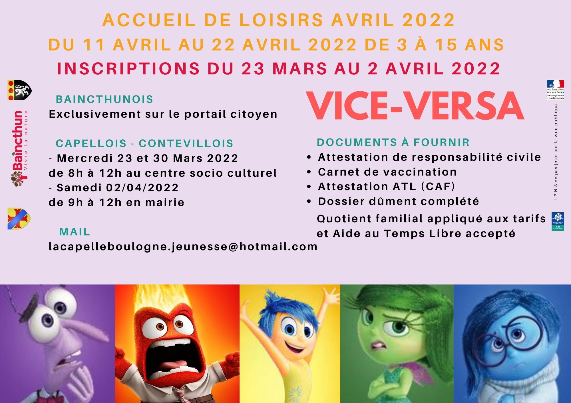 Inscriptions avril 2022-2